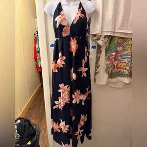 NWT Simplee Navy Dress with Orange and White Floral Design